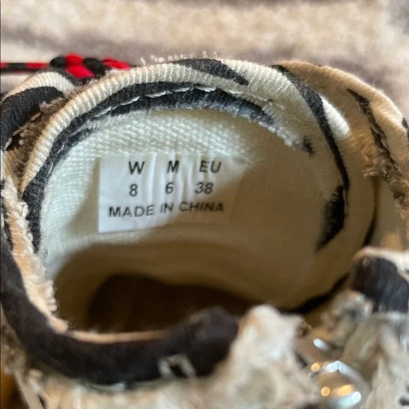 R13 Kurt Double Grommet Platform High Top Zebra Sneakers - Picture 4 of 11